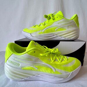 Men's Puma All Pro Nitro Lime Squeeze-Puma White Sneakers, 379079-05 Sz 11.5 NEW